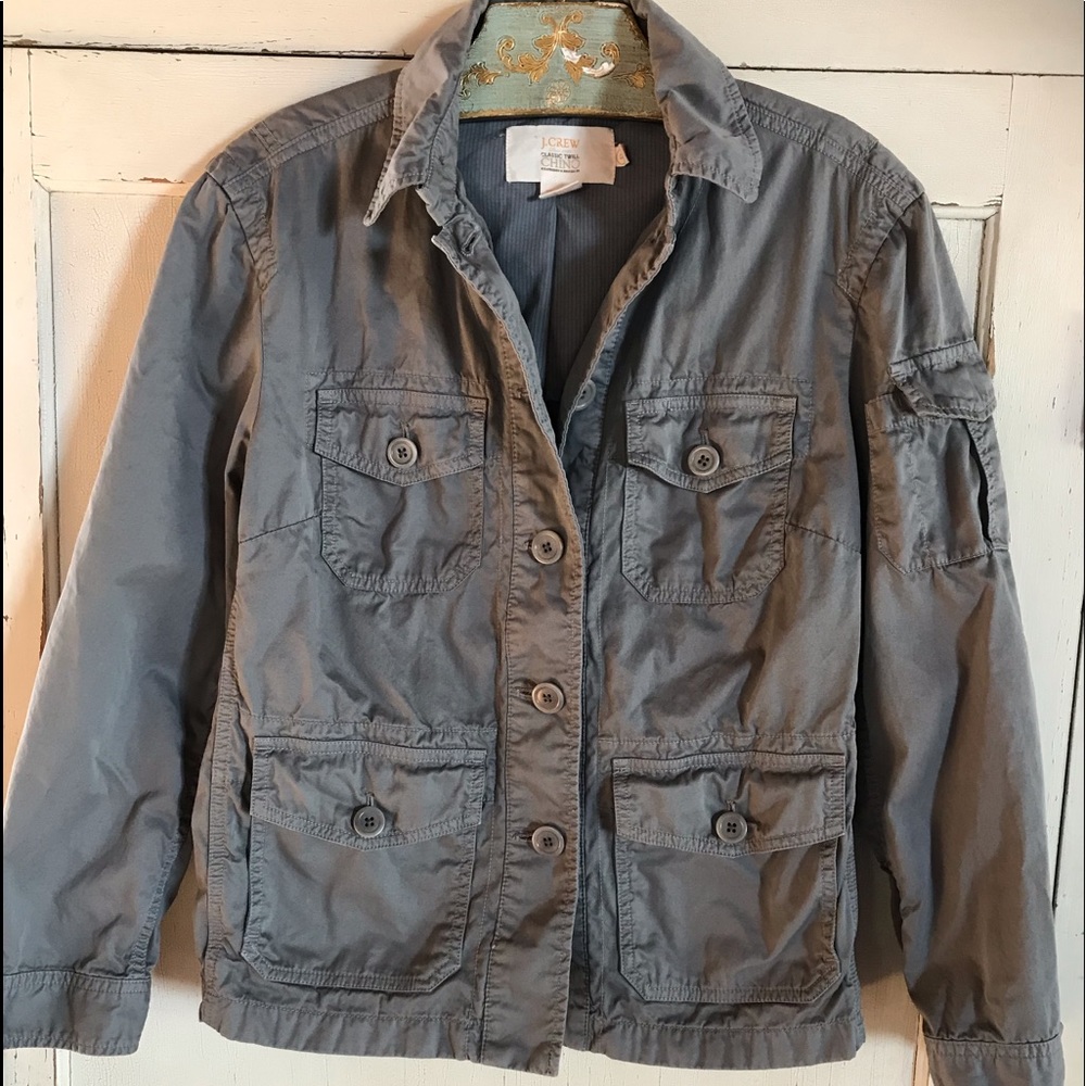 J Crew olive green chino safari jacket